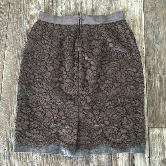 LOFT PETITE BEAUTIFUL LACE BROWN SKIRT, SIZE, 00P - Picture 3 of 9